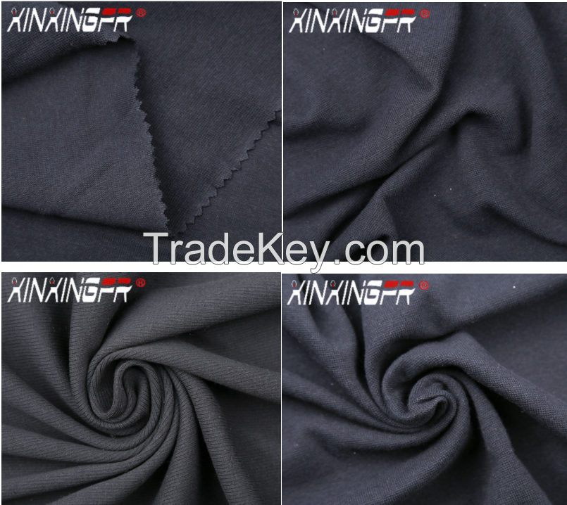 NFPA2112 XINXINGFR brand 230gsm super soft hand 100% cotton fireproof knitted rib fabric for cuff