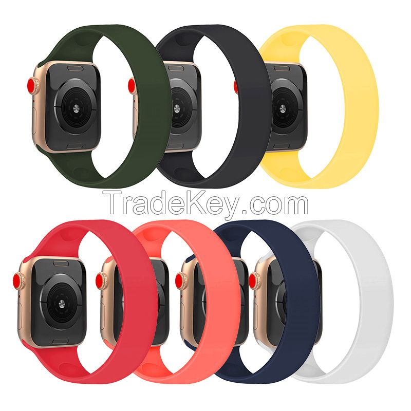 YEEYOU Solo Loop Sport Watch Band Straps for Apple iWatch Series 6 5 4 3 se Elastic Rubber Silicone Bracelet 44/42mm 38/40mm