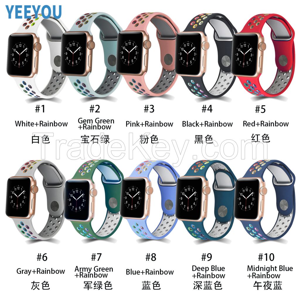 Sport Band Compatible for Apple Watch 38mm 42mm, Waterproofing Rubber Soft Silicone Replacement Strap for iWatch Series 3 2 1