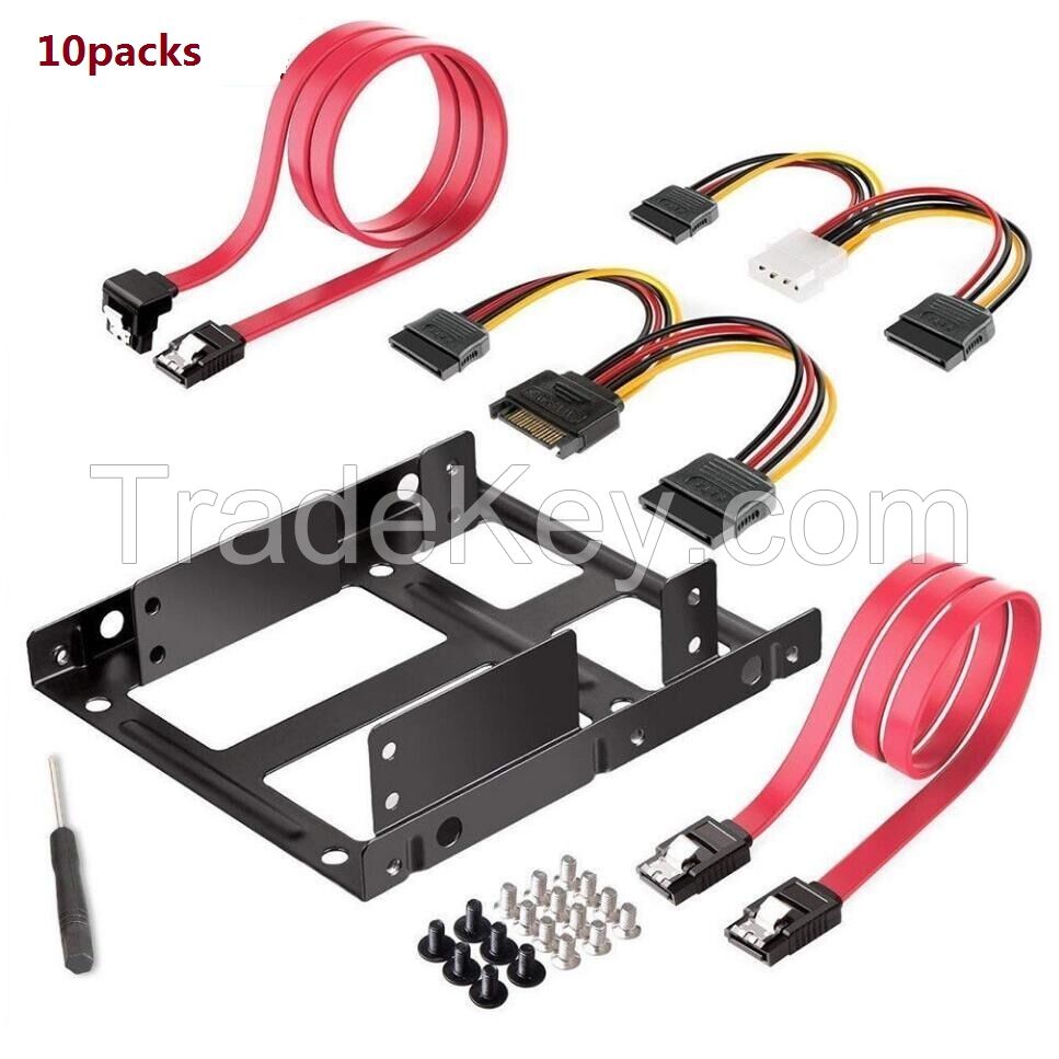 Dual SSD HDD Mounting Bracket 3.5 to 2.5 Internal Hard Disk Drive Kit Cables 2.5'' to 3.5''  Tray Caddies for PC