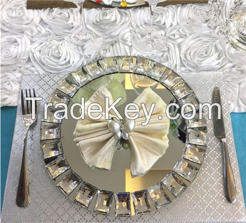 Elegant Mirrored Glass Charger Plate For Wedding Event and Hotel Wholesale