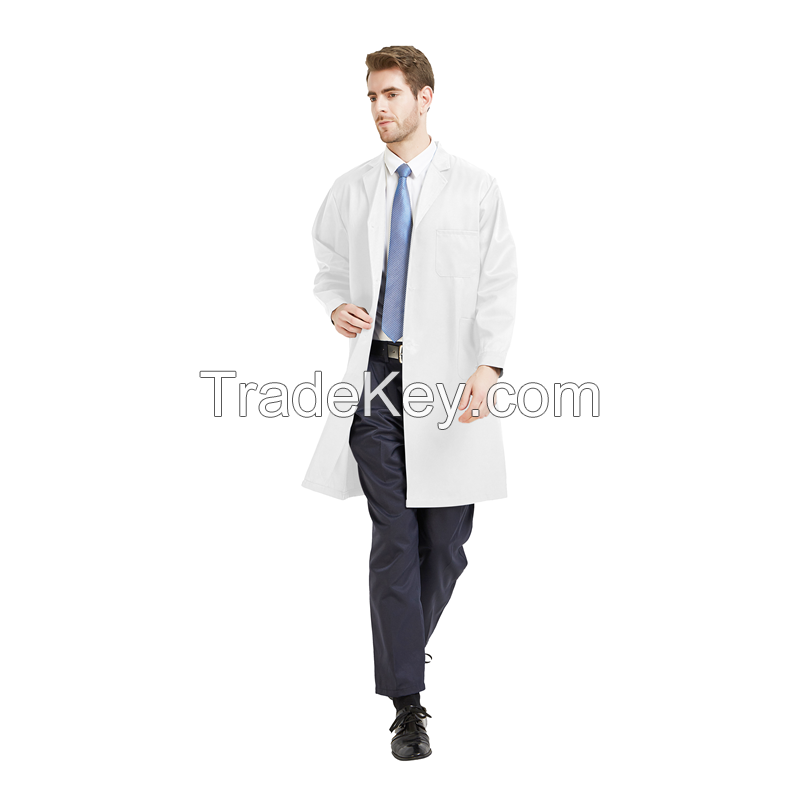 Workwear Collared Lab Coat Navy Ploy-Cotton