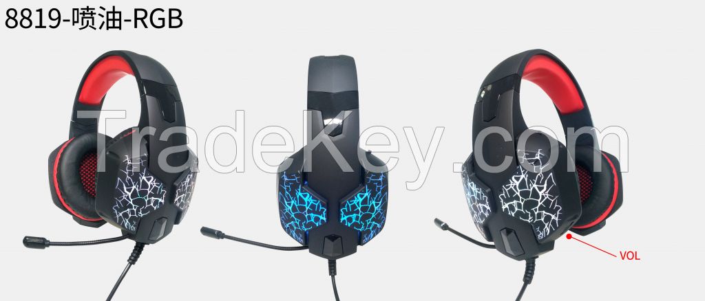 Wired Headset Headphones Head Phones Mic Computer Headphone with LED
