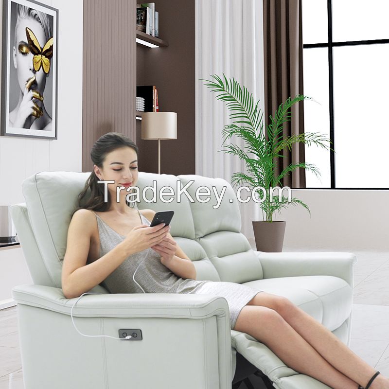 Manwah Cheers Luxury High Quality Home Living Room Electric Recliner Leather Functional Sofa Set