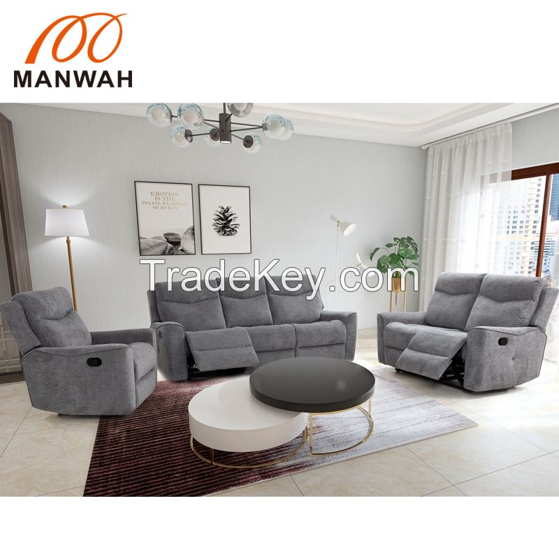 MANWAH CHEERS Hot Selling Living Room Furniture Multi-function Recliners 321 Fabric Sofa Set