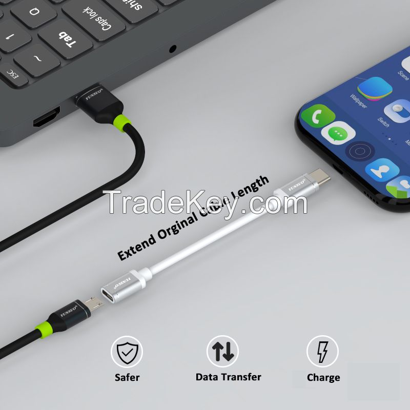 9V 3A Lightning Micro Type C Female To Male Cable Extension Data Cable For Xiaomi Nintendo Switch Extender Cord