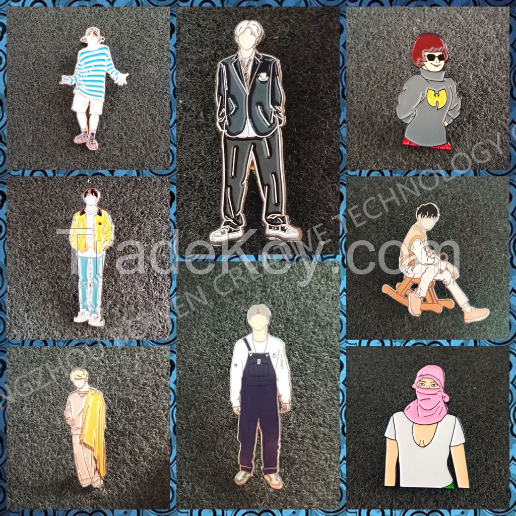 Characters metal pins hard/soft enamel craft