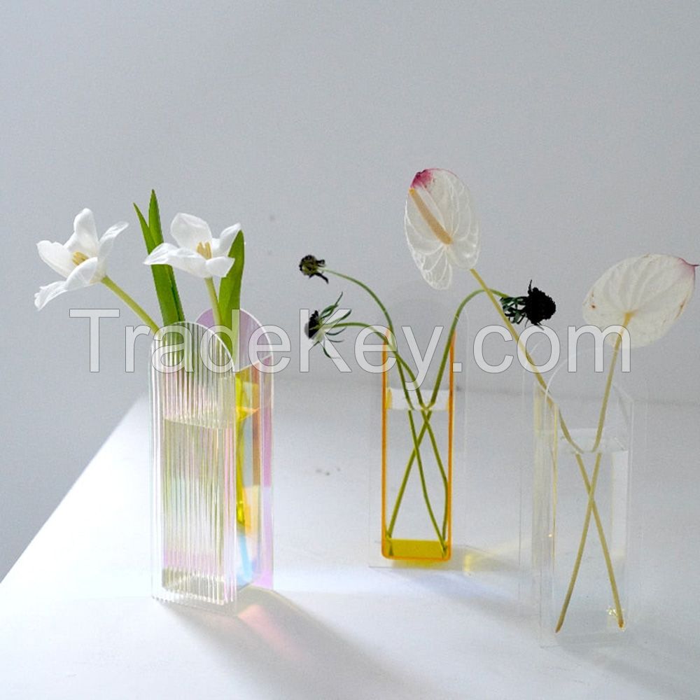 Perspex Flower Holder Home Decoration Acrylic Geometric Vase Garden Home Flower Decor Vase Tabletop Acrylic Flower Vase