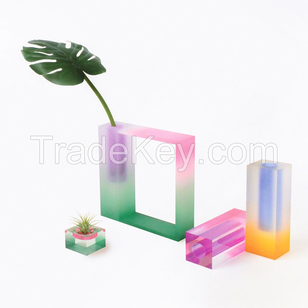 New Type Polychrome Acrylic Flower Stand Colorful Rose Vase Decorative Vase Table Centerpiece