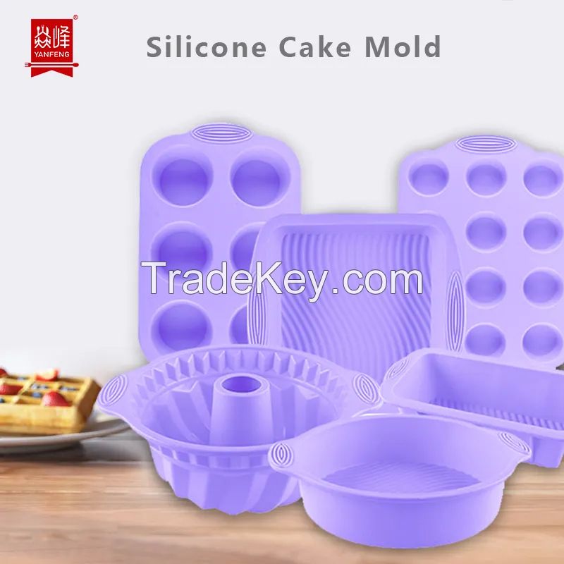 6pcs Silicone Mold Set Cake Tools Home Gadgets Bakeware Bread Pan Kitchen Accessories Chocolate Mold Nonstick Silicone Cake Mold