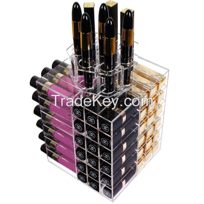 Clear Makeup Organizer Acrylic Lip Gloss Lipstick Organizer Beauty Brush Display Holder Storage