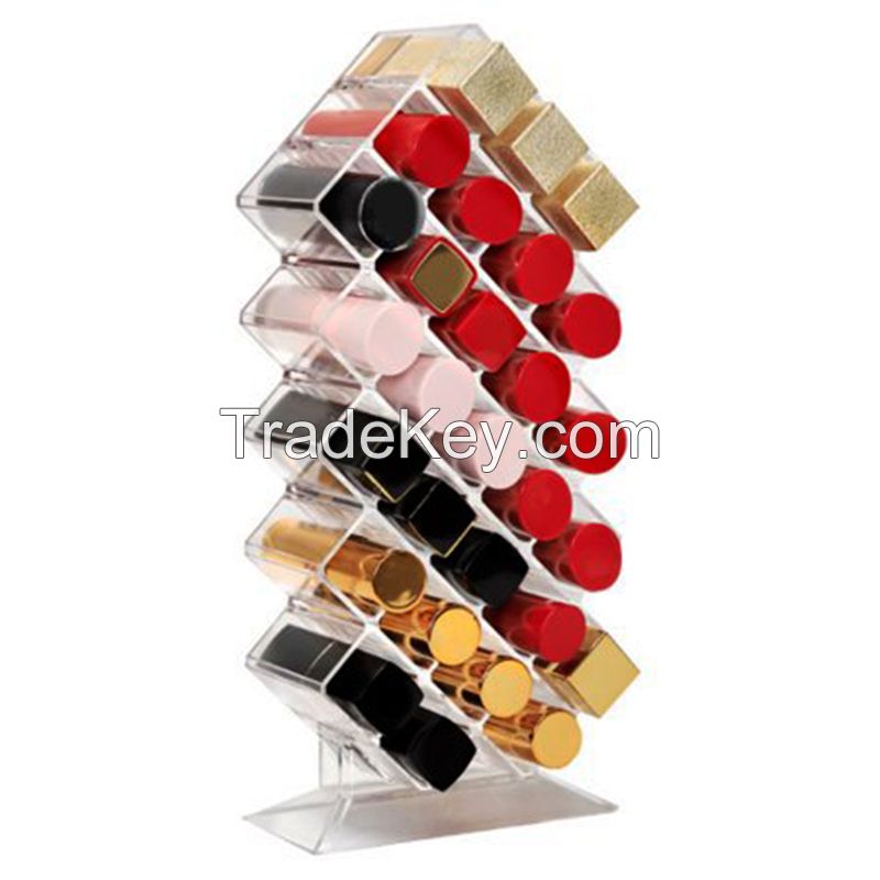 Clear Makeup Organizer Acrylic Lip Gloss Lipstick Organizer Beauty Brush Display Holder Storage