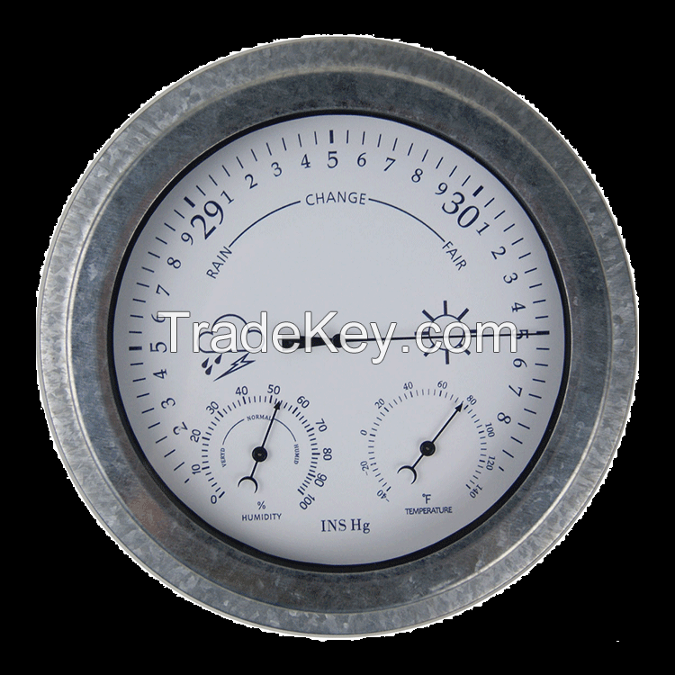 3-IN-1 Galvanized/ Chrome Barometer Thermometer Hygrometer Weather Station Barometric Pressure Temperature Humidity Measurement