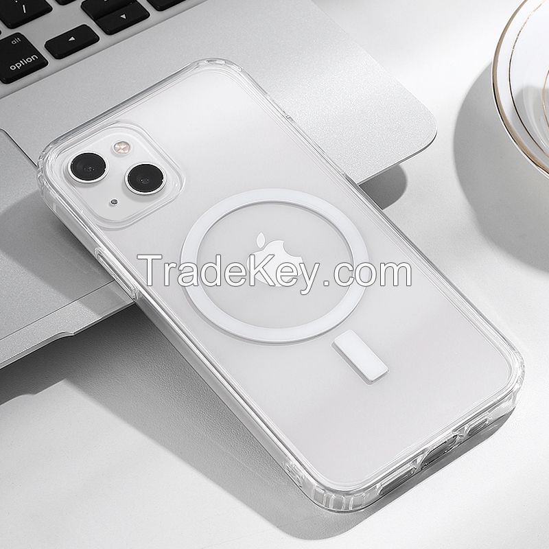 Custom Logo MagSafe clear case Mobile Clear Charger Magnetic Transparent Phone cover for iphone 13