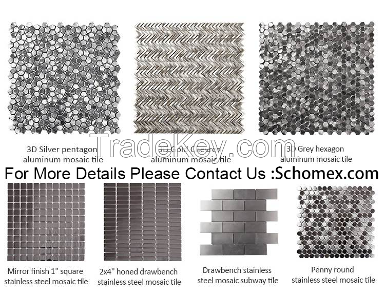 Aluminium Alloy Hexagon Metal Mosaic Tile for Kitchen Backsplash