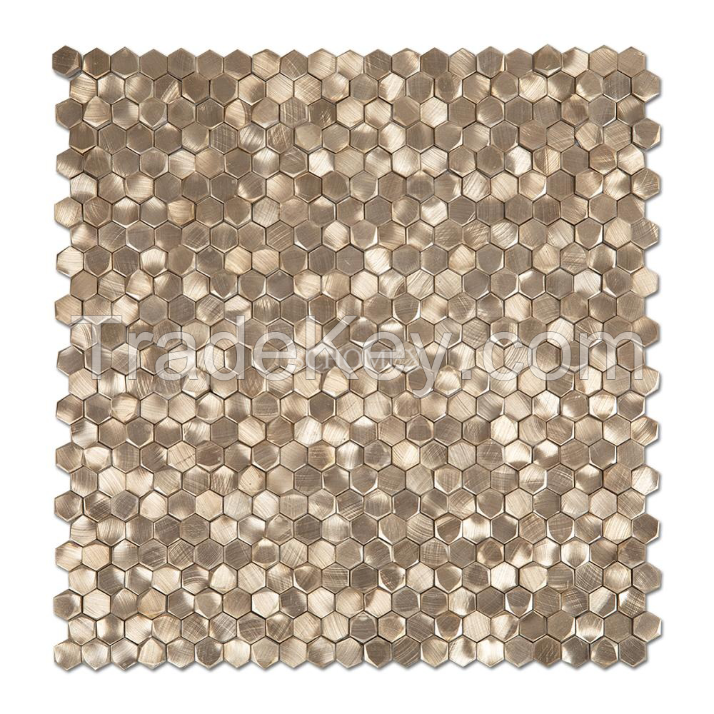 Aluminium Alloy Hexagon Metal Mosaic Tile for Kitchen Backsplash