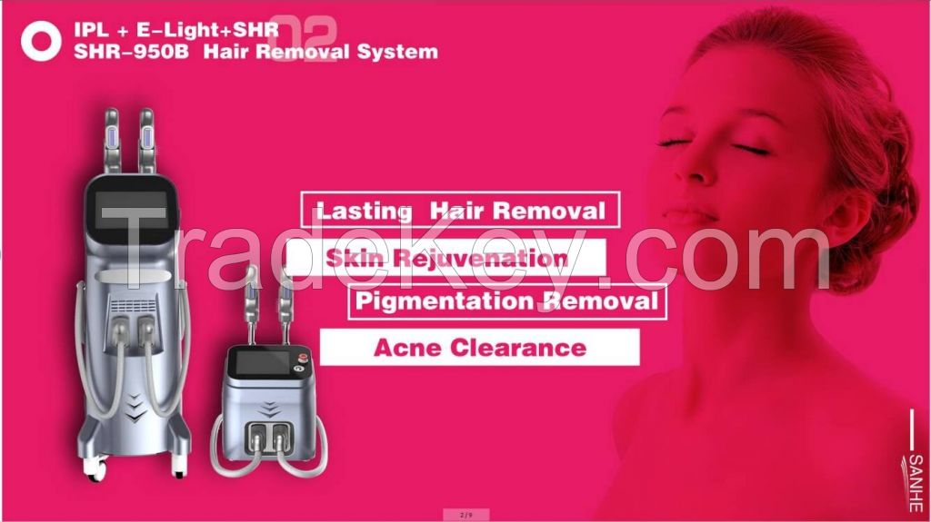 SANHE Hot Sale 3 In 1 Laser SR HR OPT/ IPL E-light Super Hair Removal Beauty Machine For Skin Rejuvational