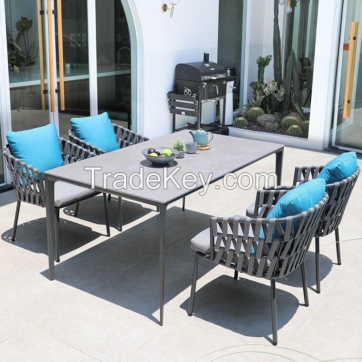 Aluminium Garden Dining Set Table and Chair Set with 12mm Sintered Stone Top