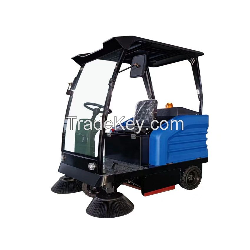 Semi-Closed Industrial Ride on Electric Floor Cleaning Road Street Sweeper Machine