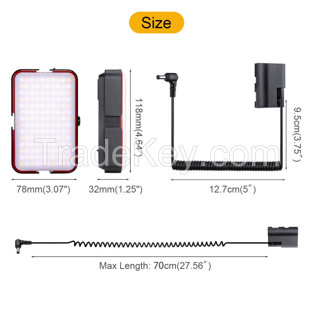 Fomito LED140D 4800mAh Built-in Battery Video Light + DR-E6 Dummy Battery DC Coupler LP-E6 For Canon Cameras