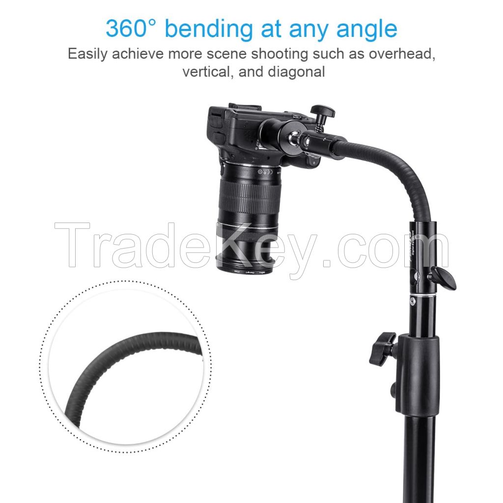 Fomito 12.5 Inch/32cm Flexible Arm Extension Pole with 1/4-3/8in Converter Screw for Marco Ring Light/LED Panel, for Light Stand, Tripod, Monopod Photography, Max Load 5.5lbs/2.5kg