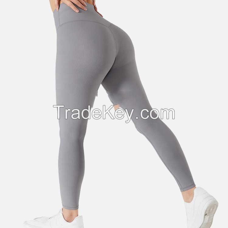 Full Length Fitness Blank Solid Color Slimmed Yoga Pants