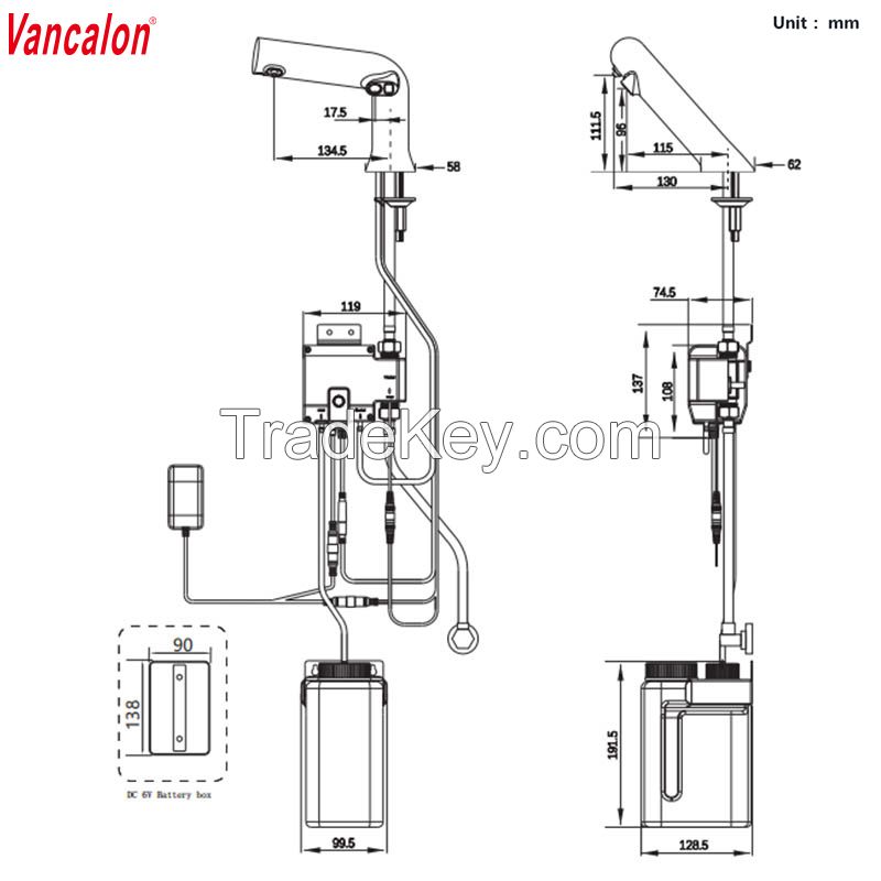 Touch free two in one tap for soap and water automatic soap dispenser and faucet