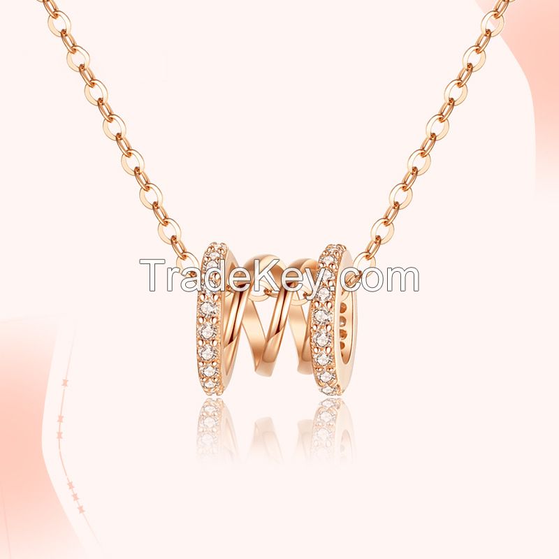 18K Gold Pendant, light and extravagant, a rose gold necklace designed by a minority
