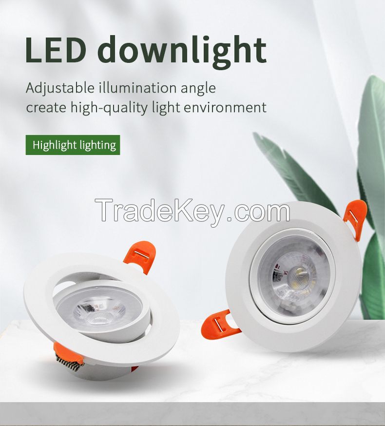 High quality 5W downlight office home hotel ceiling recessed adjustabl