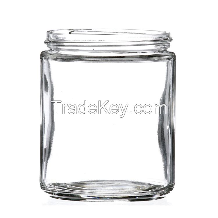 Wholesale 4oz 8oz 16oz 32oz Amber Clear Glass Jars with Plastic or Metal Cap for Candle Food Storage