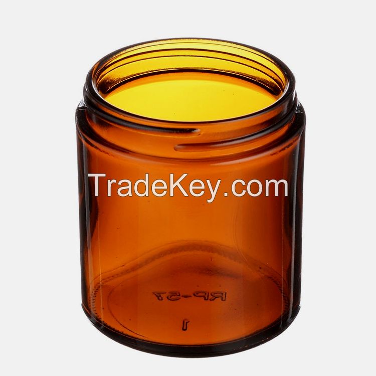 Wholesale 4oz 8oz 16oz 32oz Amber Clear Glass Jars with Plastic or Metal Cap for Candle Food Storage