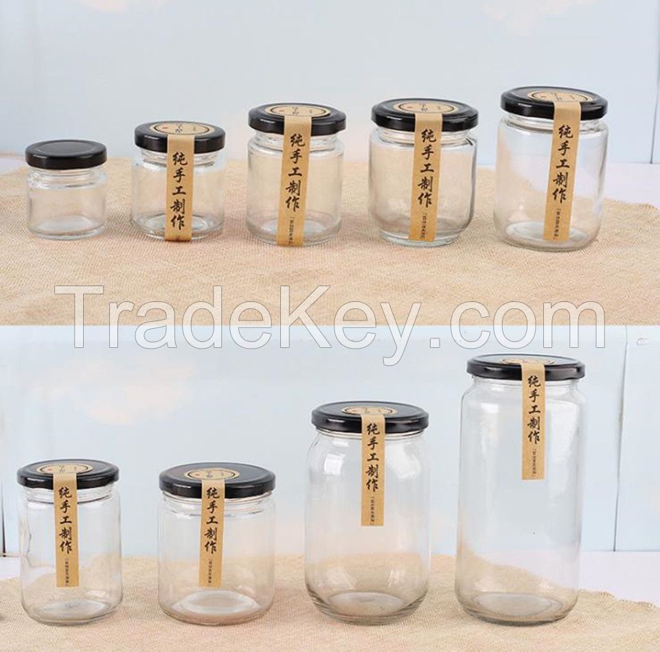 Wholesale Clear Round Glass Jar 30ml-1500ml for Hot Sauce Cookies Food Storage Glass Jars