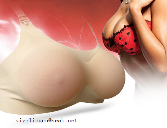 Realistic false silicone breast forms with bra