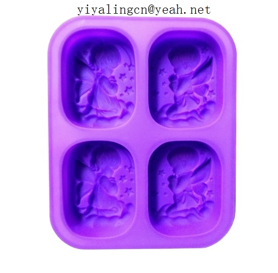 4 Cavity Boy And Girl Angel Shape Silicone Handmade Soap Mold