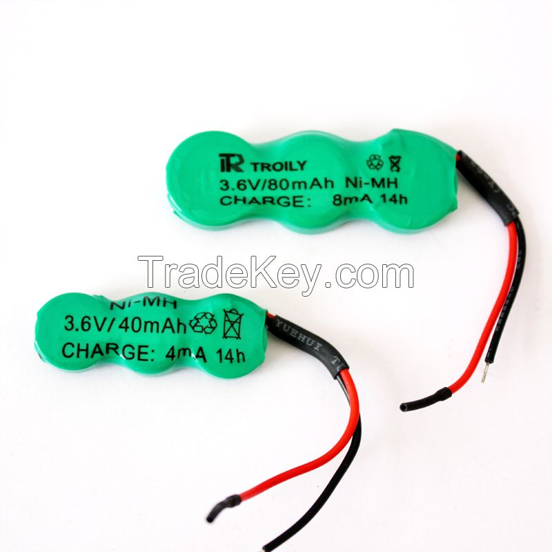 3.6v Ni-MH Button Cell Rechargeable Battery