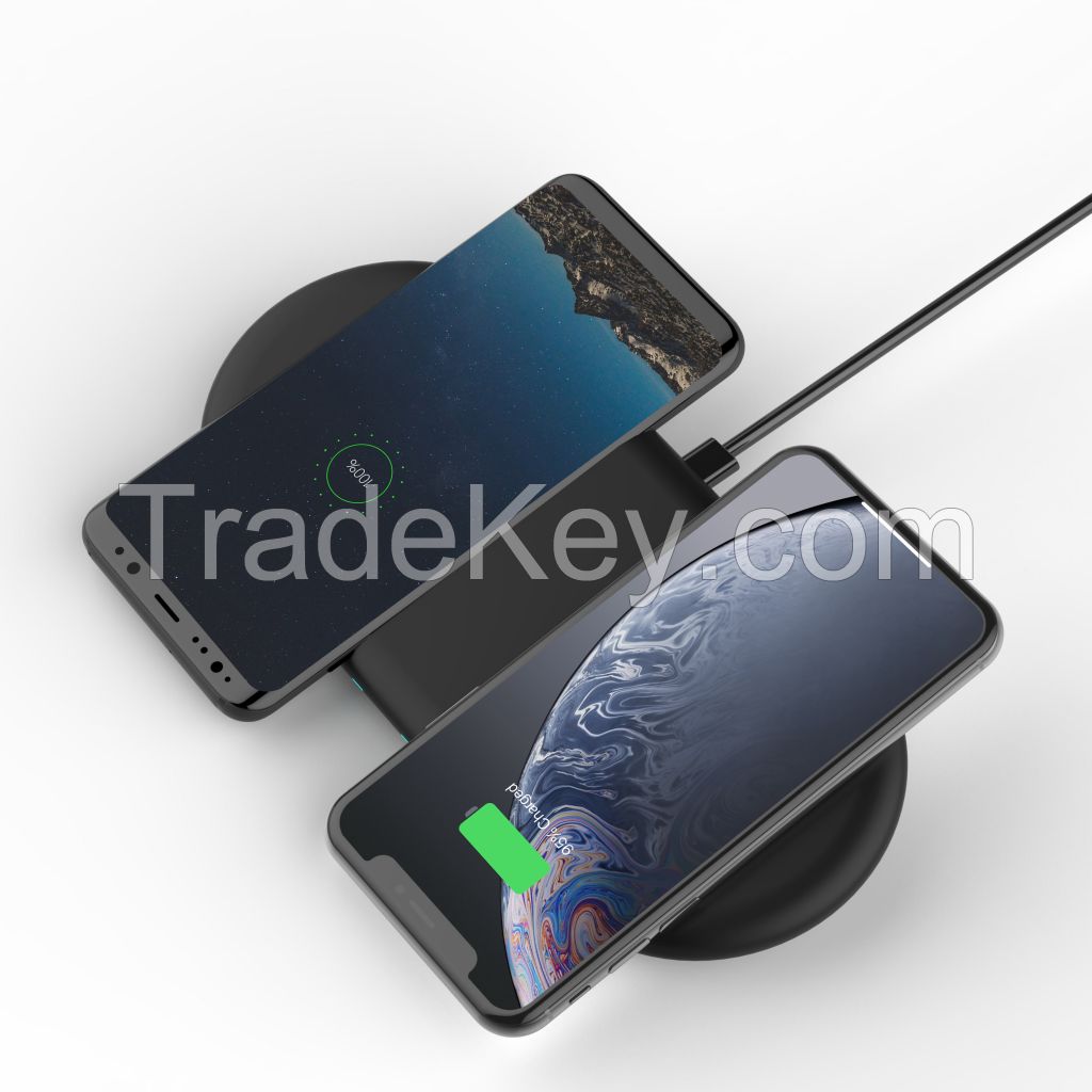 Hot selling Qi Certified fast dual wireless charger