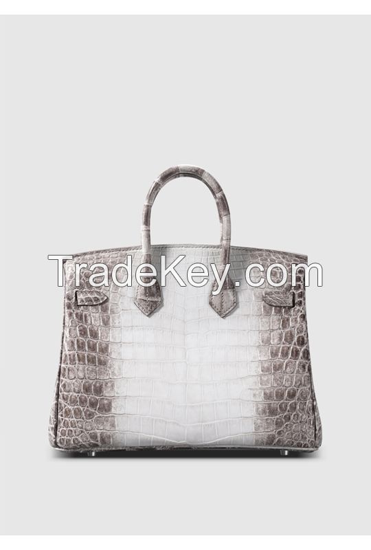 Gradient Himalayan Platinum Imported Nile Crocodile Leather Women's Handbag 25CM Support Customization