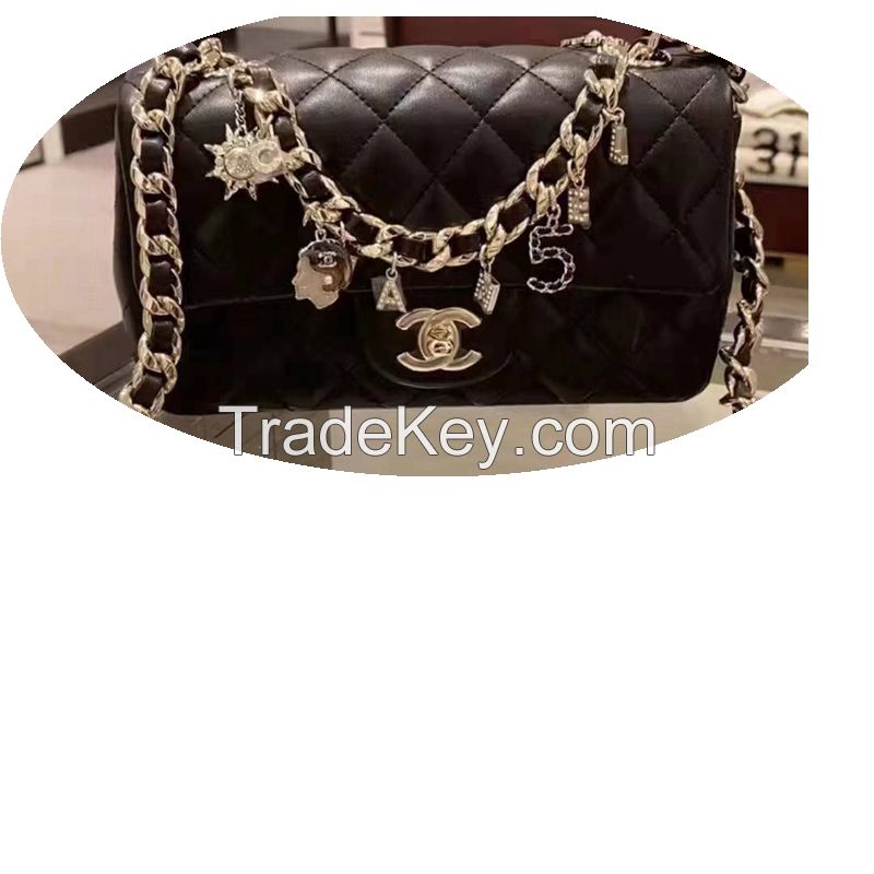 Leather fashion women's bag new trend line diamond chain bag small fragrance style shoulder messenger bag