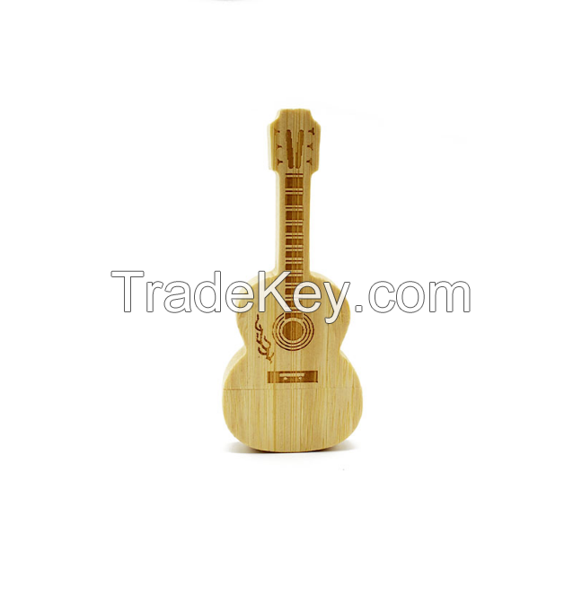 Wooden Guitar USB Flash Drives with Customized logo , 4gb USB With gifts boxes 