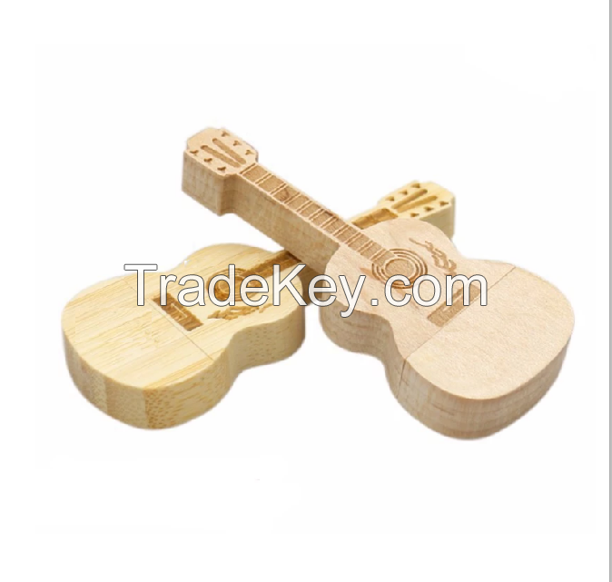 Wooden Guitar USB Flash Drives with Customized logo , 4gb USB With gifts boxes 
