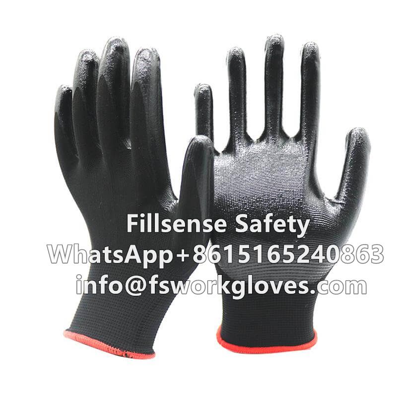 13Gauge Polyester Liner Smooth Nitrile Coated Gloves for Work
