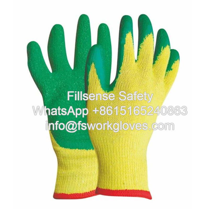 10Gauge 2Yarn Polycotton Liner Latex Crinkle Coated Work Gloves