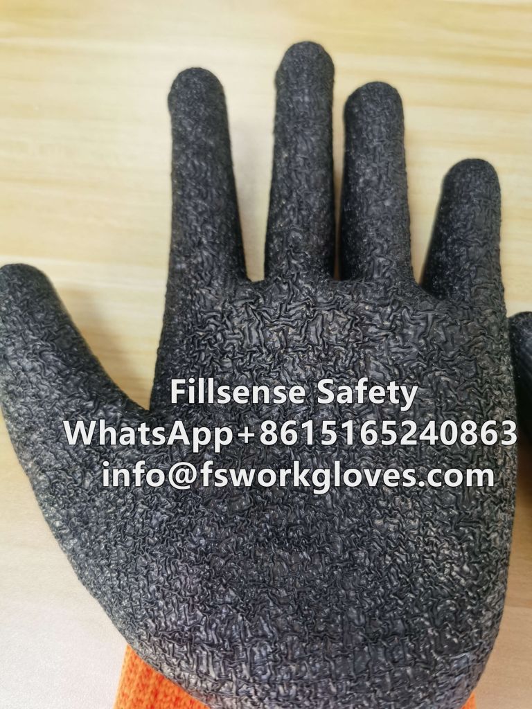 7Gauge Polyester Loop Napping Shell Crinkle Latex Coated Winter Work Gloves Thermal Work Gloves