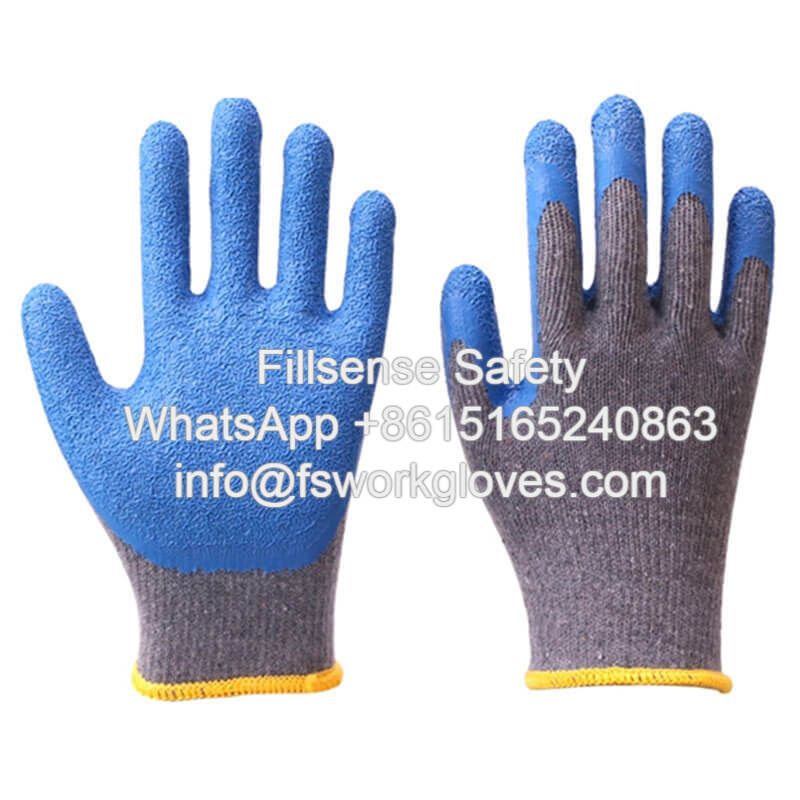 10Gauge 2Yarn Polycotton Liner Latex Crinkle Coated Work Gloves
