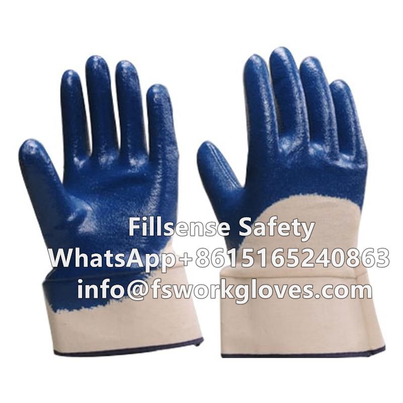 Cotton Jersey Liner Nitrile Coated Heavy Duty Work Gloves