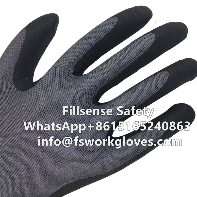 15Gauge Nylon Spandex Liner Nitrile Foam Coated Gloves for Work