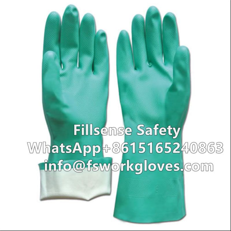 Nitrile Flocklined Industrial Gloves Chemical Resistant Gloves