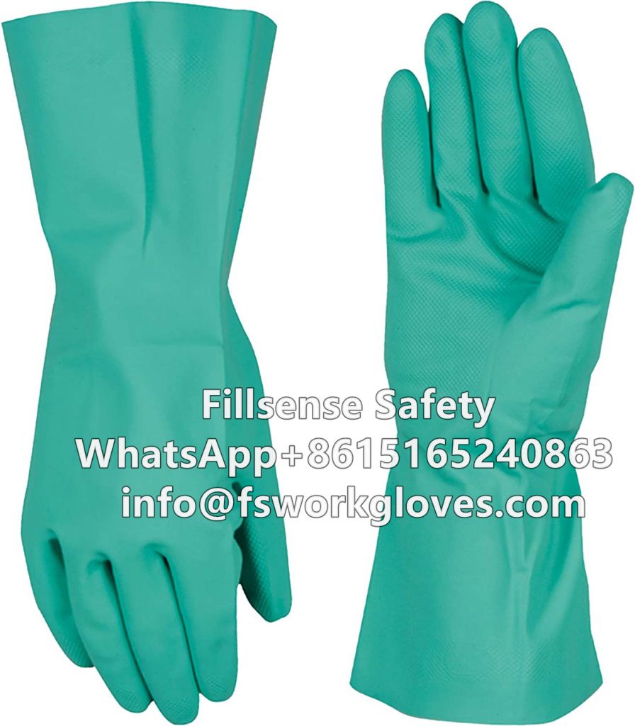 Nitrile Flocklined Industrial Gloves Chemical Resistant Gloves