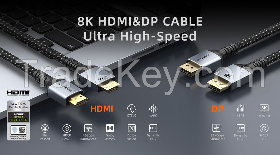 hdmi cable, dp cable, USB cable, adapter and hub