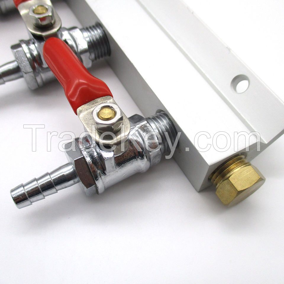 6-Way CO2 Gas Splitter Beer Air Distribution with 1/4 or 5/16 or 3/8 Barb Check Valve Homebrew